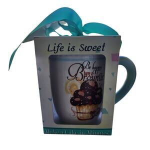 Young’s Inc. Cake in a Mug Gift Set - Life is Sweet Brownie Recipe Ceramic Cup